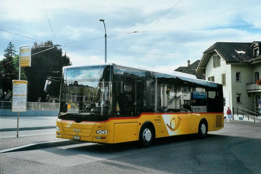 (109'002) - RBS Worblaufen - Nr. 215/BE 465'215 - MAN/G�ppel am 8. Juli 2008 beim Bahnhof Worb Dorf