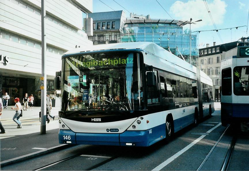 (109'418) - VBZ Z�rich - Nr. 146 - Hess/Hess Gelenktrolleybus am 16. Juli 2008 in Z�rich, L�wenplatz