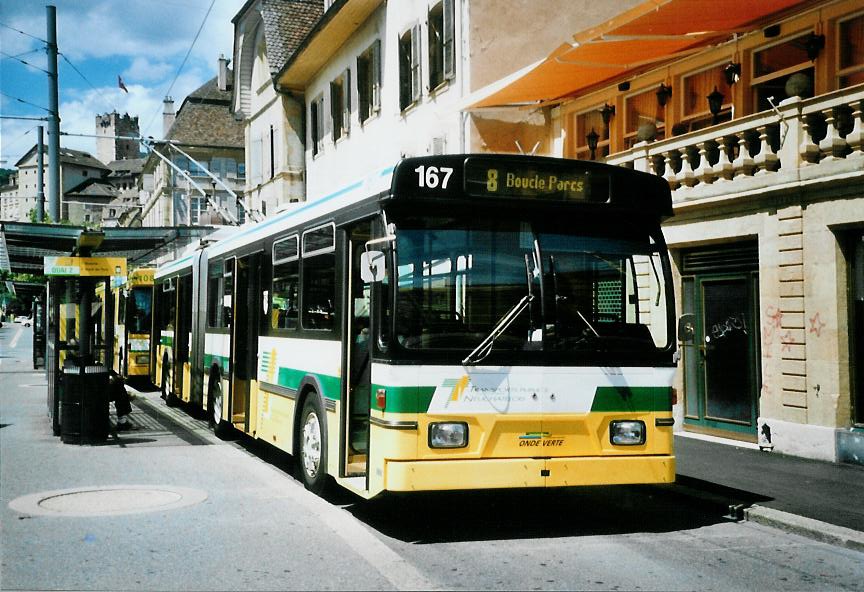(109'827) - TN Neuch�tel - Nr. 167 - FBW/Hess Gelenktrolleybus am 2. August 2008 in Neuch�tel, Place Pury