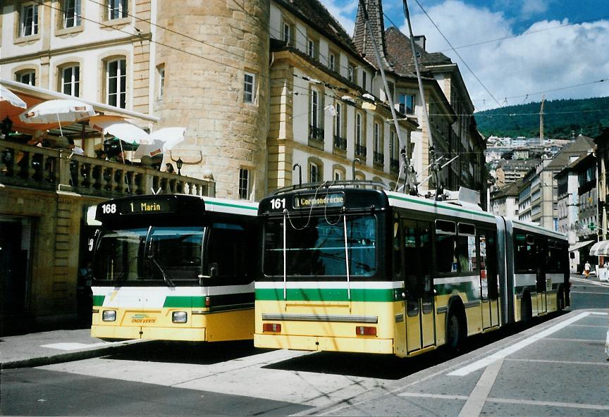 (109'831) - TN Neuch�tel - Nr. 161 - FBW/Hess Gelenktrolleybus am 2. August 2008 in Neuch�tel, Place Pury