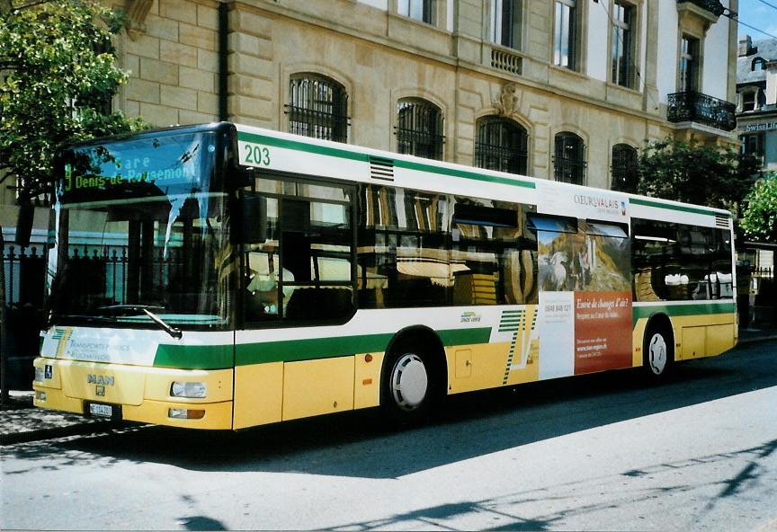 (109'834) - TN Neuch�tel - Nr. 203/NE 114'203 - MAN am 2. August 2008 in Neuch�tel, Place Pury