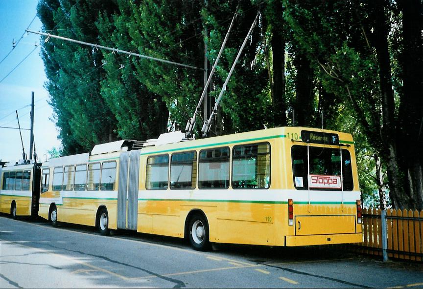 (109'921) - TN Neuch�tel - Nr. 110 - NAW/Hess Gelenktrolleybus am 2. August 2008 in Neuch�tel, D�p�t