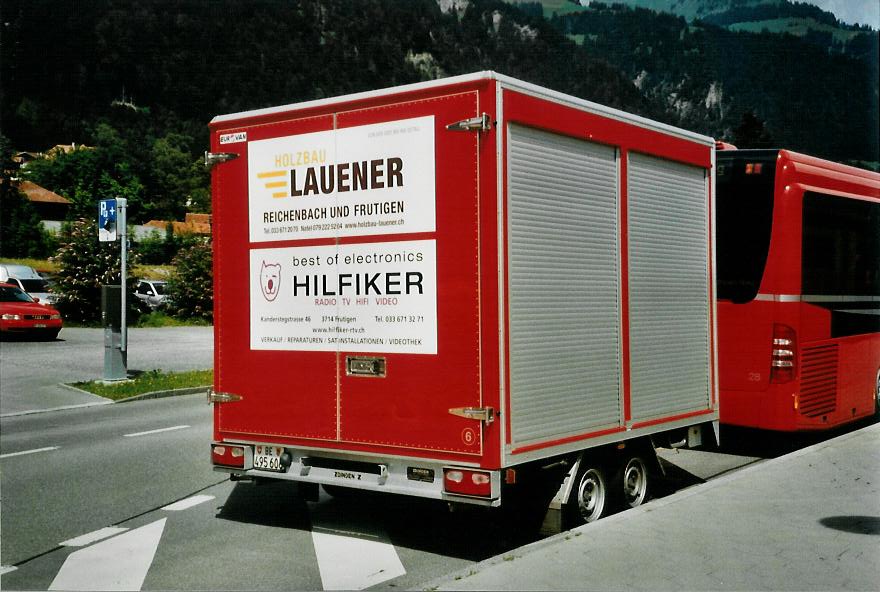 (110'101) - AFA Adelboden - Nr. 6/BE 495'606 - Zbinden, Gep�ckanh�nger am 4. August 2008 beim Bahnhof Frutigen