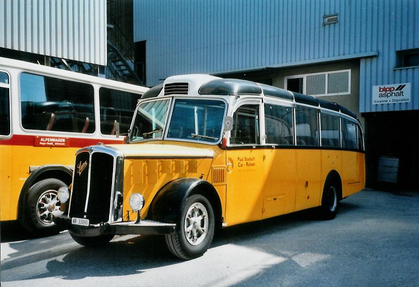 (110'607) - Studach, Teufen - AR 33'090 - Saurer/FHS (ex M+79'512; ex P 23'155; ex P 2242) am 30. August 2008 in Niederbipp, Saurertreffen