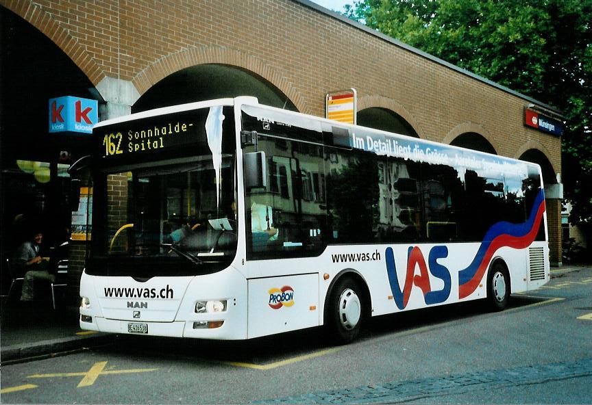 (110'823) - Lengacher, M�nsingen - Nr. 8/BE 416'538 - MAN am 7. September 2008 beim Bahnhof M�nsingen