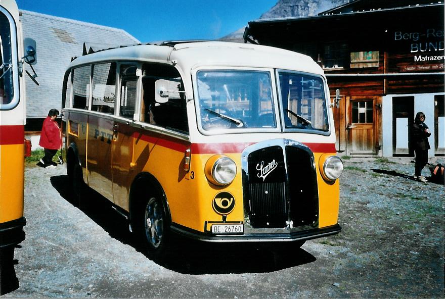 (111'203) - Schmid, Th�rishaus - Nr. 3/BE 26'760 - Saurer/Gangloff (ex Geiger, Adelboden Nr. 3) am 27. September 2008 in Kiental, Bundalp