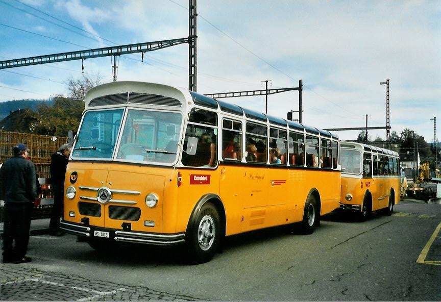 (111'813) - Stebler, Basel - BS 1815 - Saurer/FHS (ex Reber, Basel; ex Eggenberger, M�riken; ex Ott, Wetzikon; ex OPC Ennetb�rgen Nr. 3; ex AVG Grindelwald; ex P 24'143) am 2. November 2008 beim Bahnhof Gelterkinden