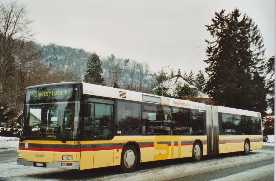(113'611) - STI Thun - Nr. 105/BE 577'105 - MAN am 8. Januar 2009 bei der Schiffl�ndte Thun