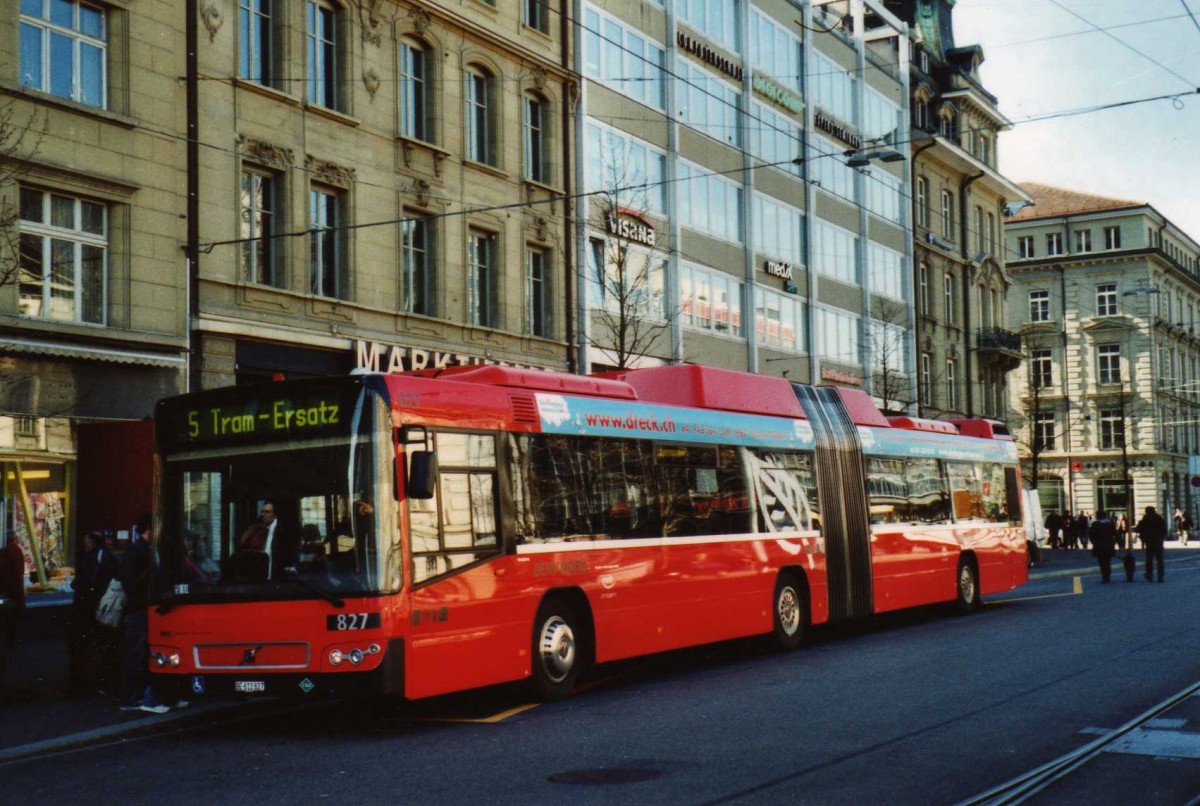 (115'202) - Bernmobil, Bern - Nr. 827/BE 612'827 - Volvo am 16. M�rz 2009 beim Bahnhof Bern