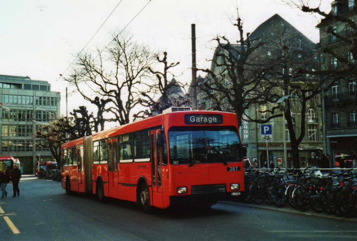 (115'308) - Bernmobil, Bern - Nr. 287/BE 419'287 - Volvo/R&J-Hess-Gangloff am 16. M�rz 2009 in Bern, Hirschengraben