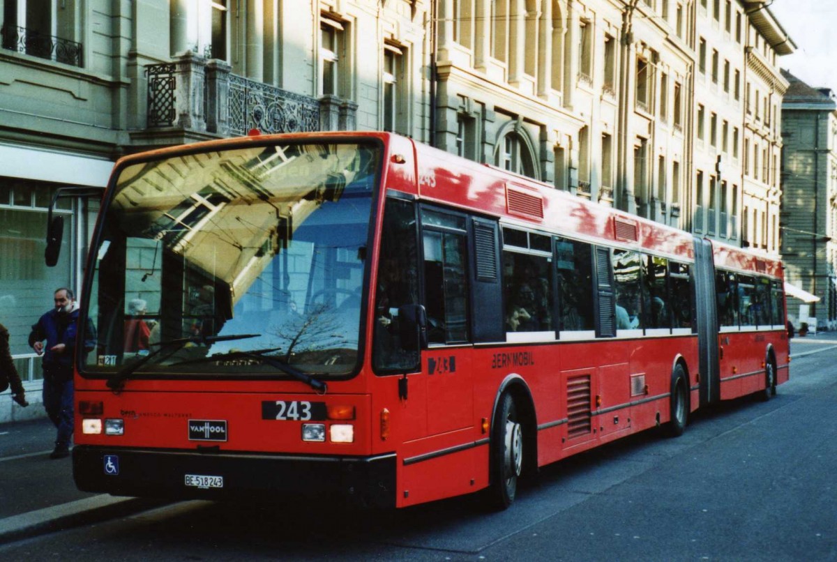 (115'322) - Bernmobil, Bern - Nr. 243/BE 518'243 - Van Hool am 16. M�rz 2009 in Bern, Hirschengraben