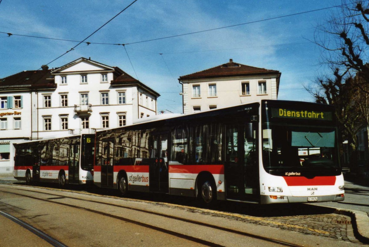 (115'407) - St. Gallerbus, St. Gallen - Nr. 254/SG 198'254 - MAN am 18. M�rz 2009 beim Bahnhof St. Gallen