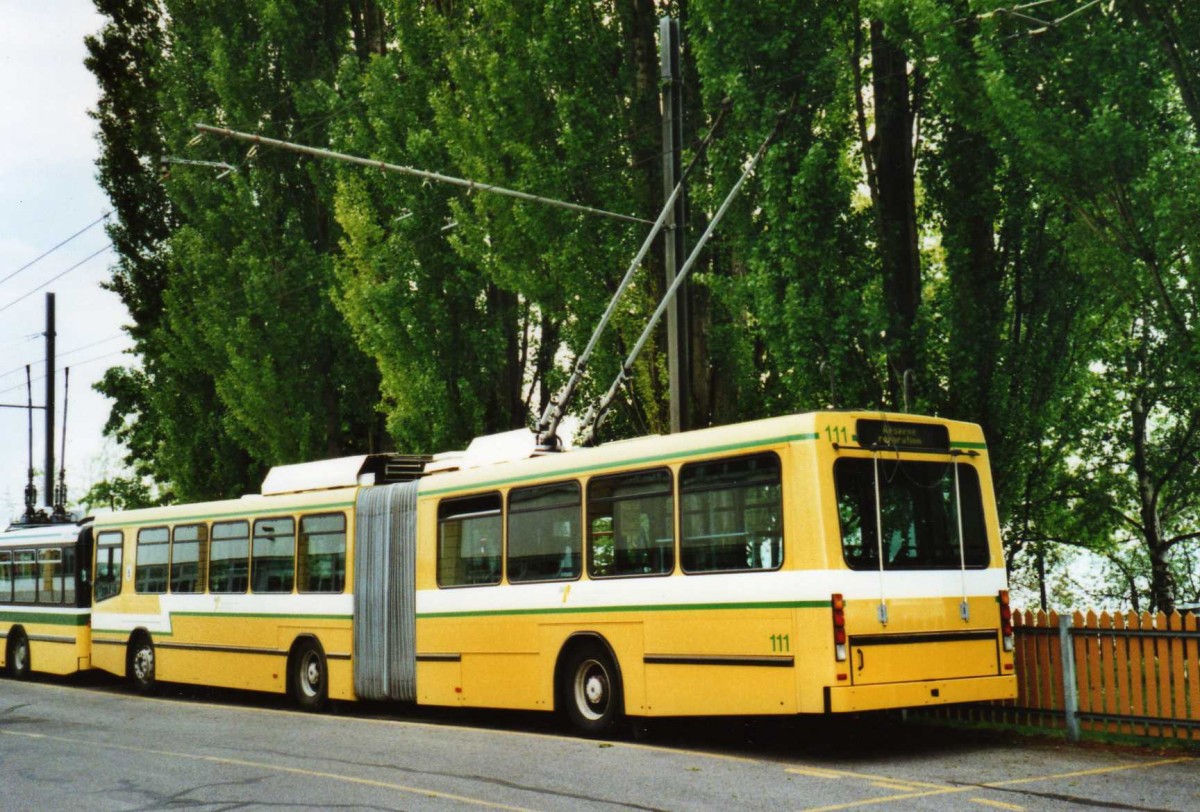 (116'320) - TN Neuch�tel - Nr. 111 - NAW/Hess Gelenktrolleybus am 3. Mai 2009 in Neuch�tel, D�p�t