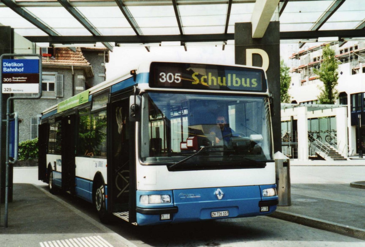 (117'424) - Limmat Bus, Dietikon - Nr. 7/ZH 726'107 - Renault (ex H�rzeler, Dietikon Nr. 27) am 8. Juni 2009 beim Bahnhof Dietikon