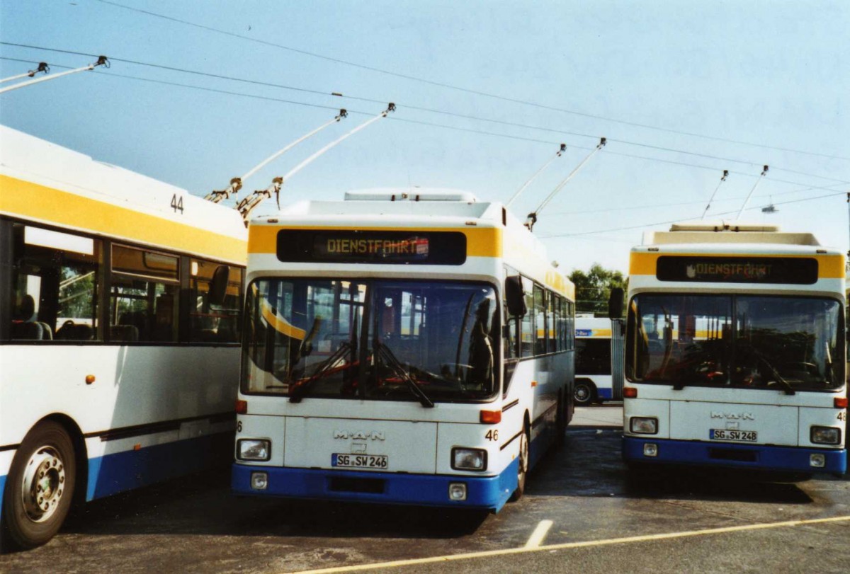(118'127) - SWS Solingen - Nr. 46/SG-SW 246 - MAN/Gr�f&Stift Trolleybus am 5. Juli 2009 in Solingen, Betriebshof
