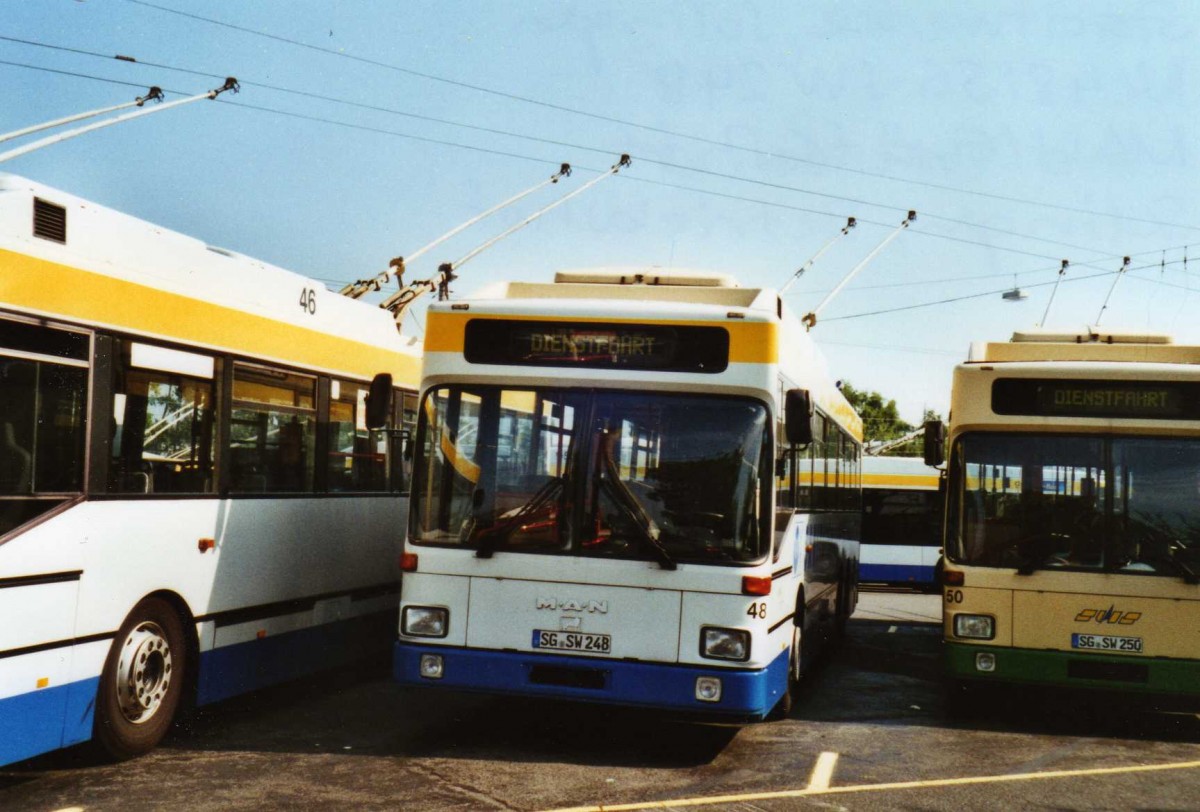 (118'128) - SWS Solingen - Nr. 48/SG-SW 248 - MAN/Gr�f&Stift Trolleybus am 5. Juli 2009 in Solingen, Betriebshof