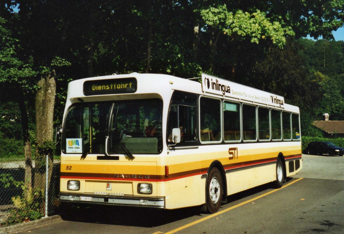 (120'819) - STI Thun - Nr. 52/BE 396'552 - Saurer/R&J am 31. August 2009 bei der Schiffl�ndte Thun