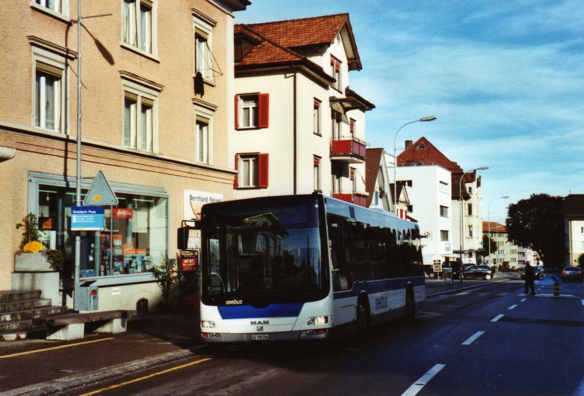 (121'710) - St. Gallerbus, St. Gallen - Nr. 266/SG 198'266 - MAN/G�ppel am 24. Oktober 2009 in Goldach, Post
