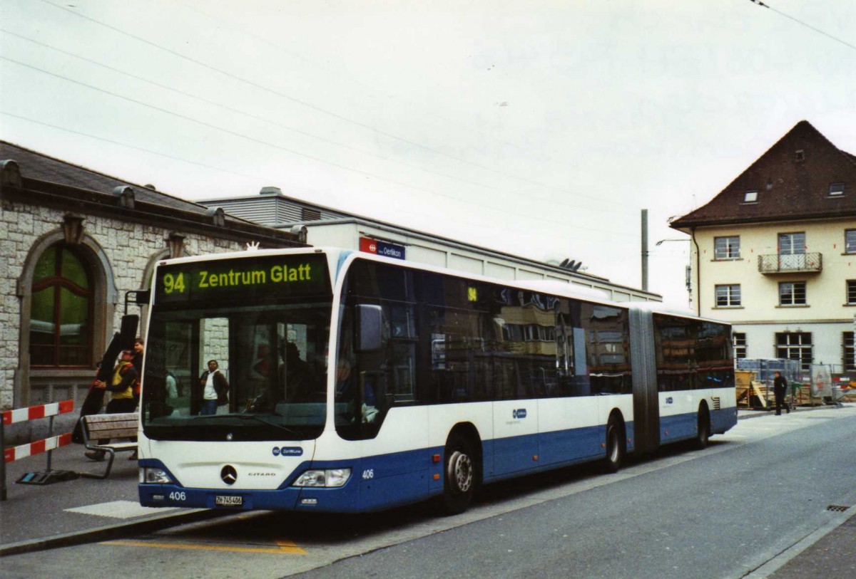 (122'920) - VBZ Z�rich - Nr. 406/ZH 745'406 - Mercedes am 13. Dezember 2009 beim Bahnhof Z�rich-Oerlikon