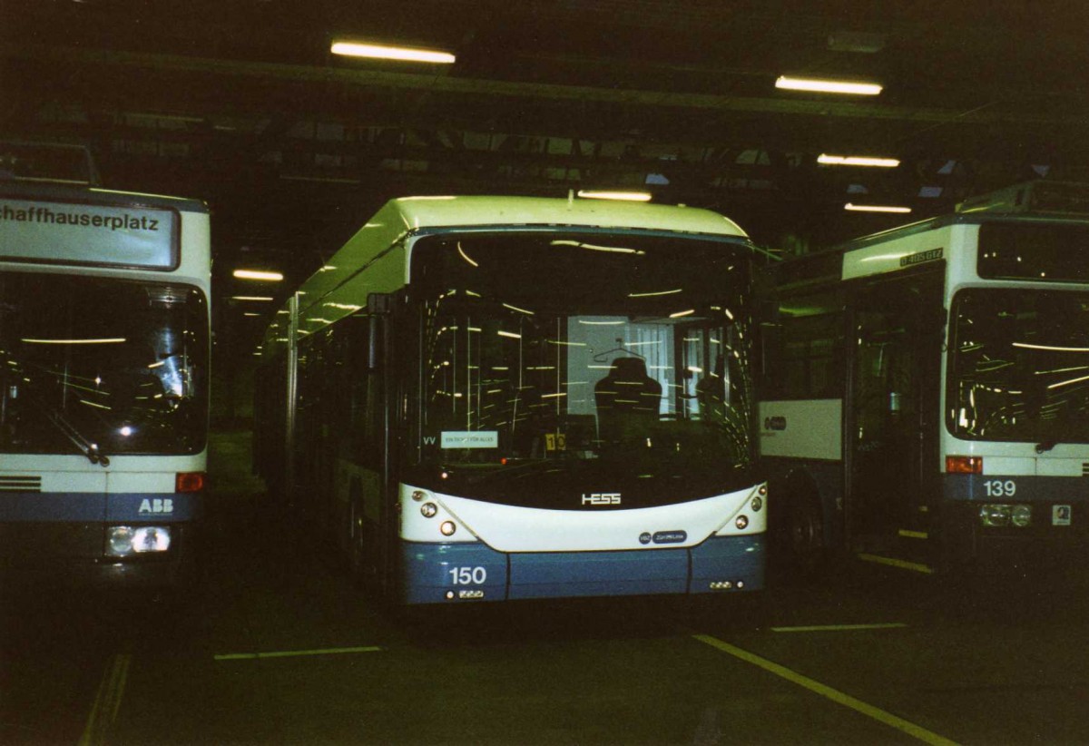 (123'107) - VBZ Z�rich - Nr. 150 - Hess/Hess Gelenktrolleybus am 13. Dezember 2009 in Z�rich, Garage Hardau