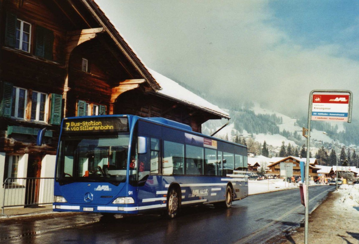 (124'032) - AFA Adelboden - Nr. 91/BE 25'802 - Mercedes (ex Nr. 2) am 10. Januar 2010 in Adelboden, Kreuzgasse