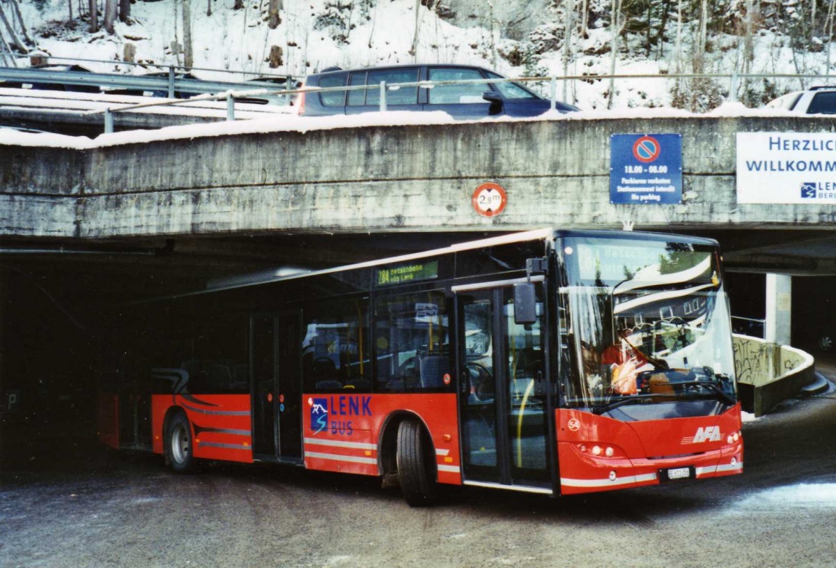 (124'226) - AFA Adelboden - Nr. 54/BE 611'056 - Neoplan (ex VBZ Z�rich Nr. 243) am 24. Januar 2010 in Lenk, Talstation Betelberg
