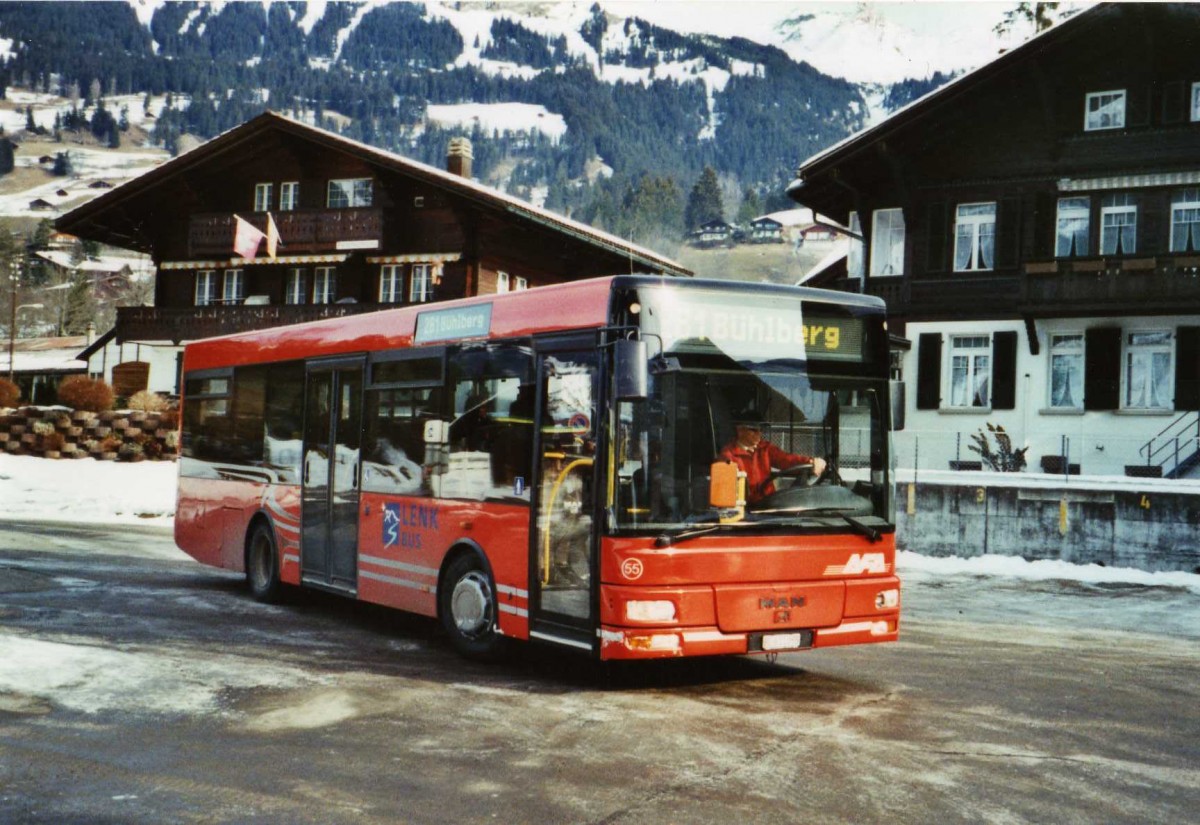 (124'234) - AFA Adelboden - Nr. 55/BE 611'055 - MAN/G�ppel am 24. Januar 2010 beim Bahnhof Lenk