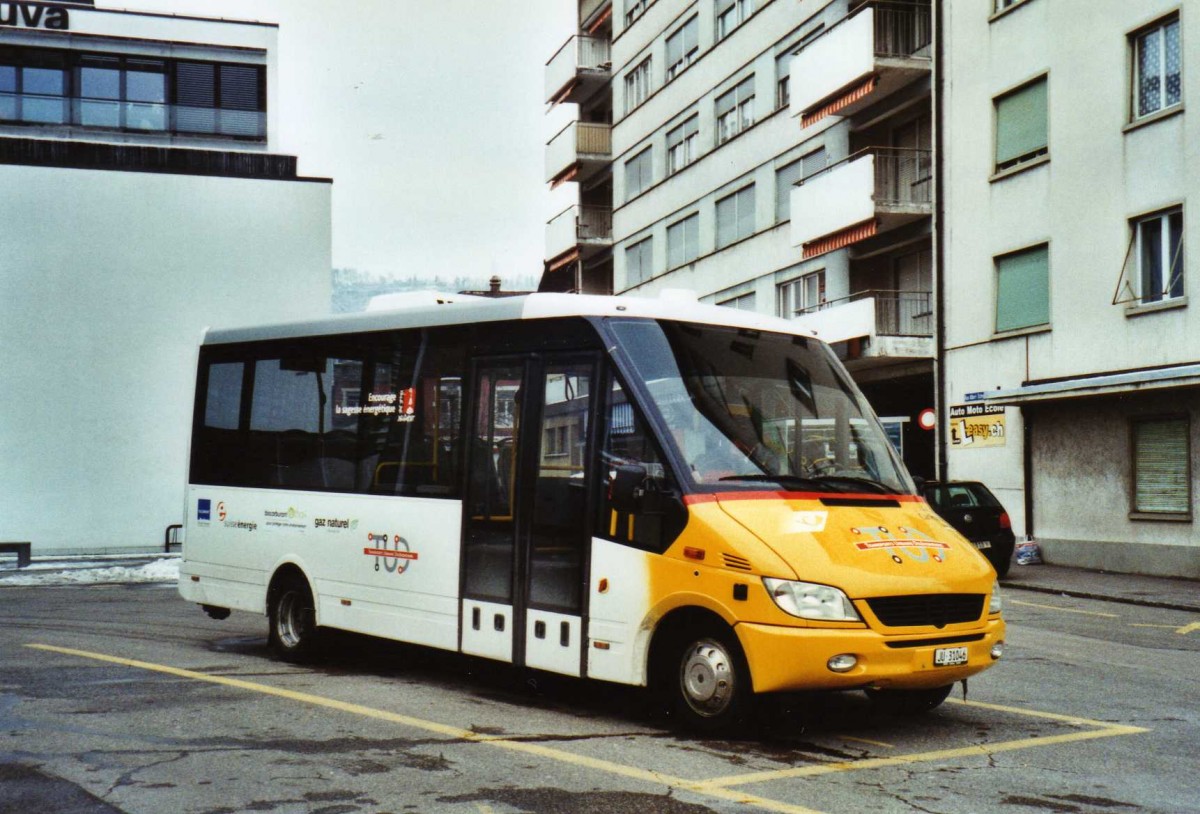 (124'428) - CarPostal Ouest - Nr. 1/JU 31'046 - Mercedes am 15. Februar 2010 beim Bahnhof Del�mont