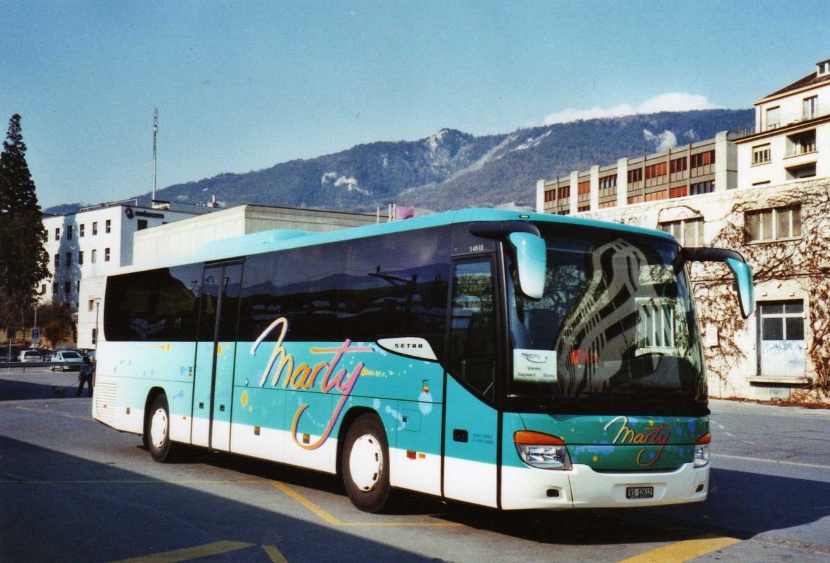 (124'622) - Marty, Varen - VS 12'612 - Setra am 9. M�rz 2010 beim Bahnhof Sierre
