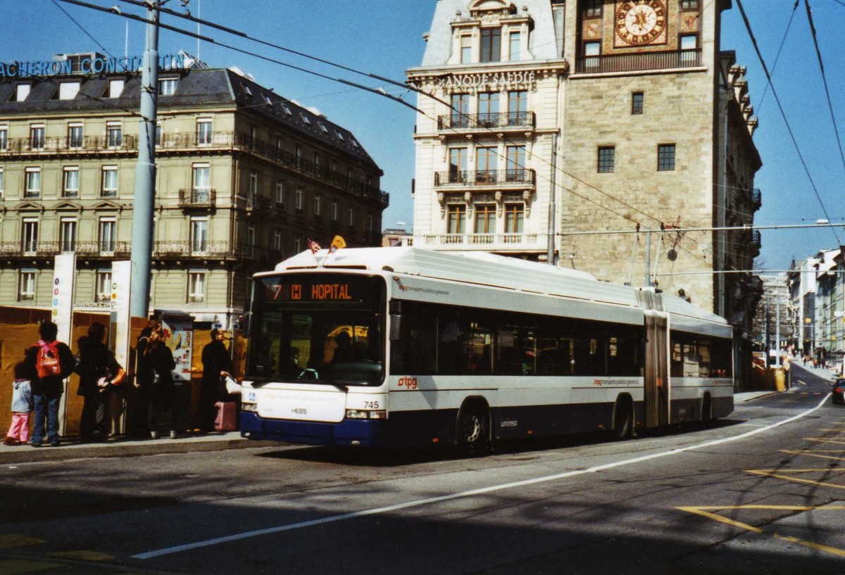(124'931) - TPG Gen�ve - Nr. 745 - Hess/Hess Gelenktrolleybus am 13. M�rz 2010 in Gen�ve, Bel-Air