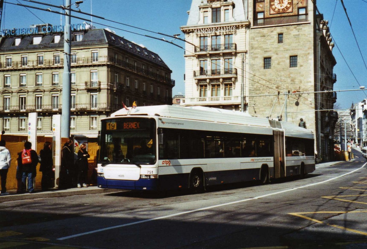 (124'932) - TPG Gen�ve - Nr. 751 - Hess/Hess Gelenktrolleybus am 13. M�rz 2010 in Gen�ve, Bel-Air