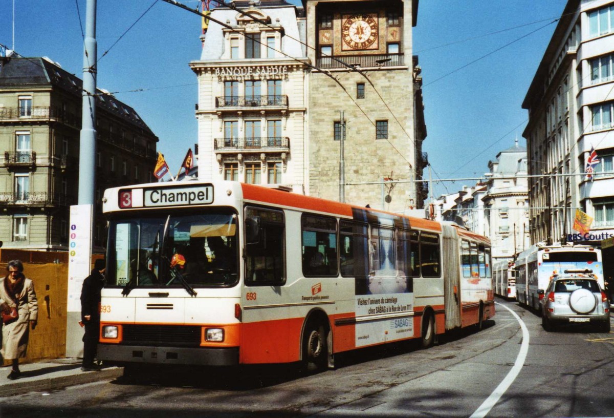 (124'933) - TPG Gen�ve - Nr. 693 - NAW/Hess Gelenktrolleybus am 13. M�rz 2010 in Gen�ve, Bel-Air
