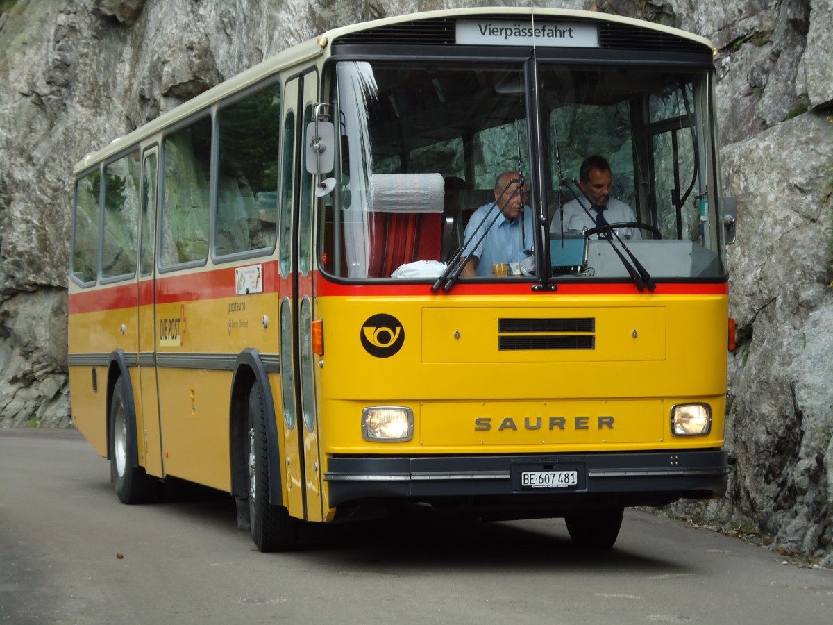 (127'520) - AVG Meiringen - Nr. 74/BE 607'481 - Saurer/R&J (ex P 24'357) am 4. Juli 2010 auf der alten Grimselstrasse