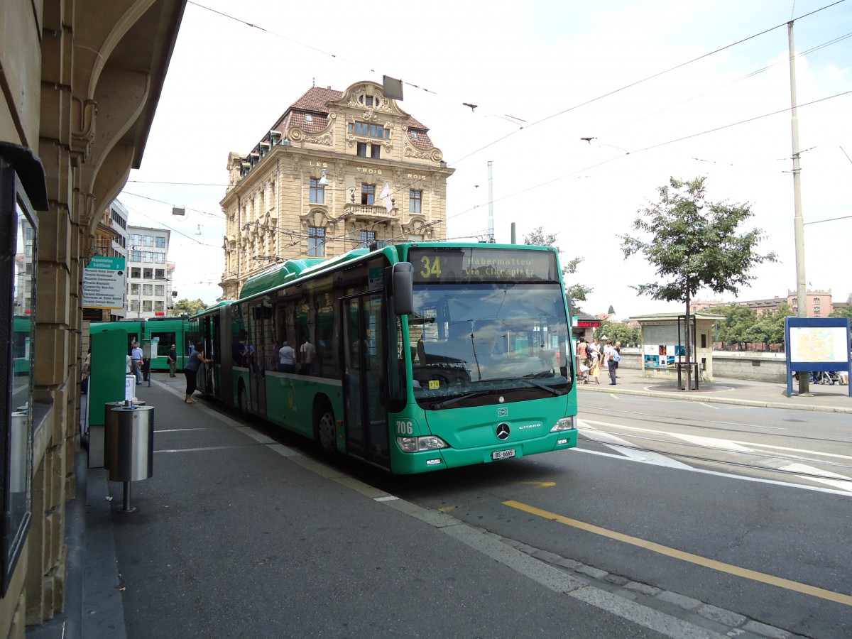 (127'660) - BVB Basel - Nr. 706/BS 6665 - Mercedes am 6. Juli 2010 in Basel, Schiffl�nde