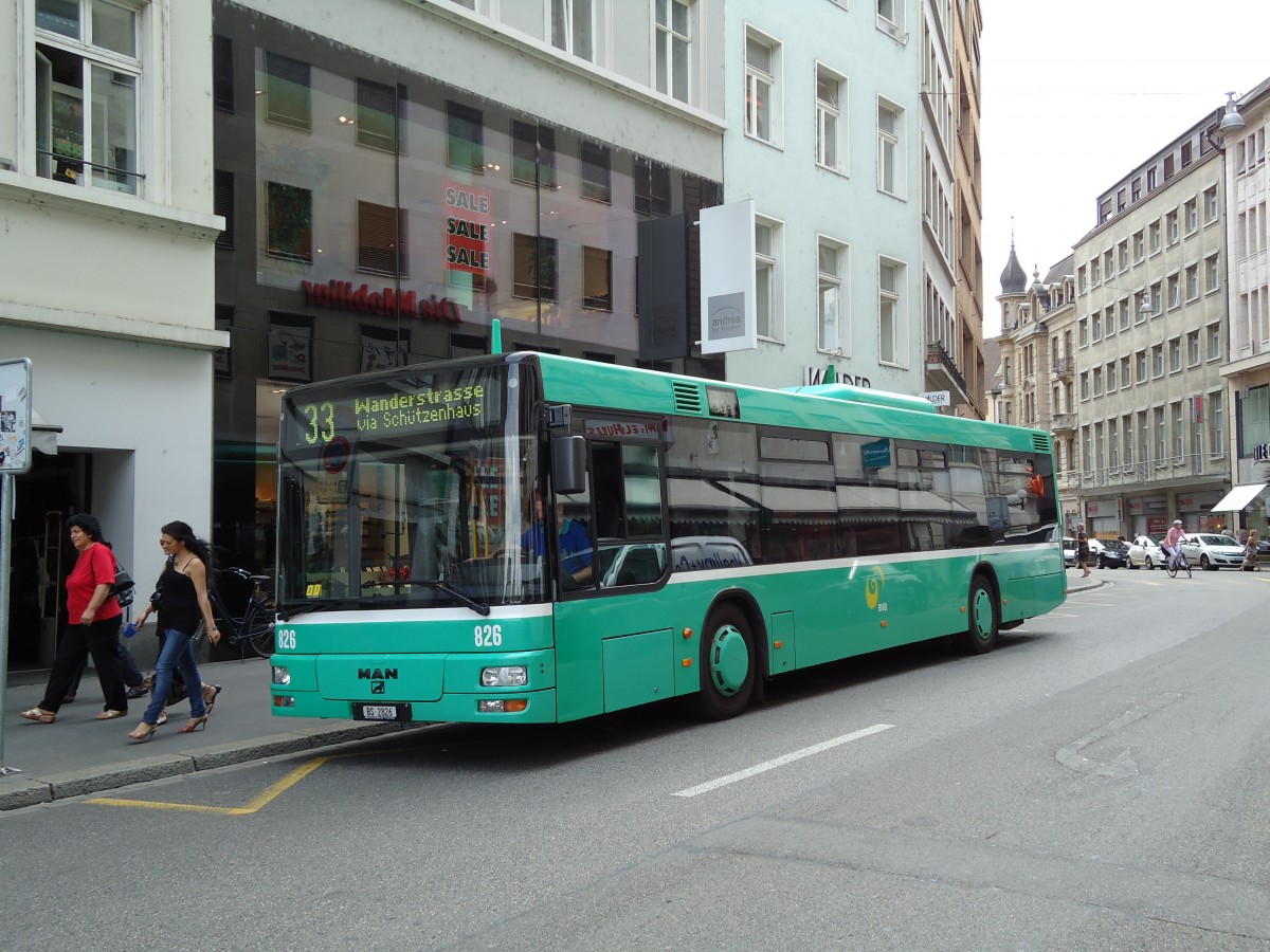 (127'665) - BVB Basel - Nr. 826/BS 2826 - MAN am 6. Juli 2010 in Basel, Schiffl�nde