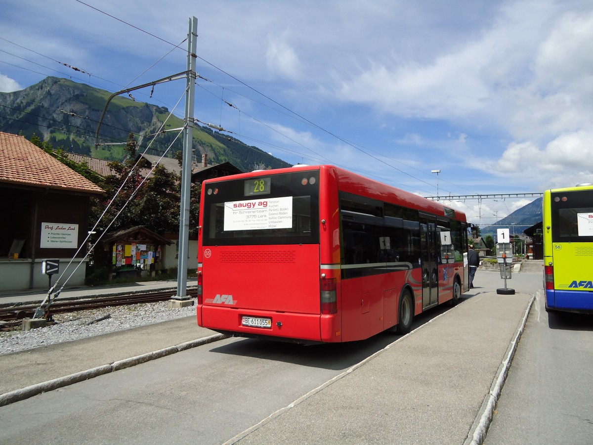 (128'046) - AFA Adelboden - Nr. 55/BE 611'055 - MAN/G�ppel am 25. Juli 2010 beim Bahnhof Lenk