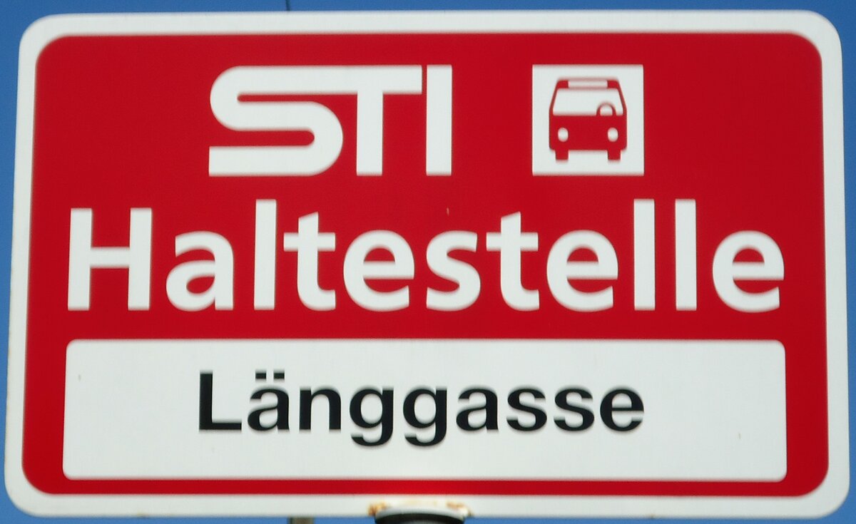 (128'192) - STI-Haltestellenschild - Thun, L�nggasse - am 1. August 2010