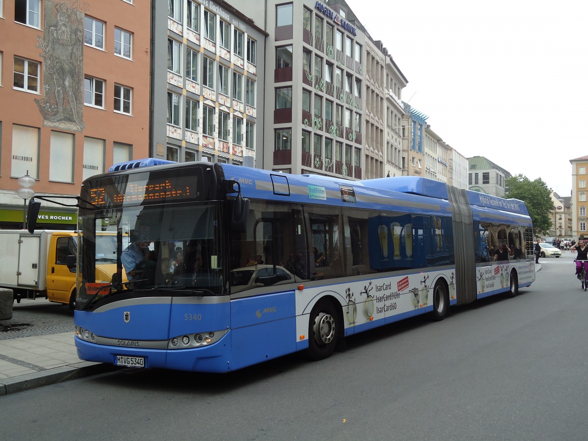 (128'603) - MVG M�nchen - Nr. 5340/M-VG 5340 - Solaris am 11. August 2010 in M�nchen, Marienplatz
