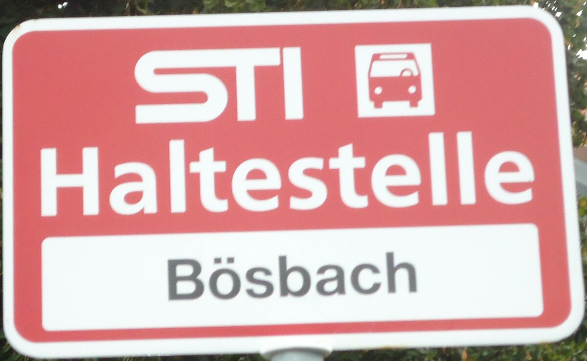 (129'521) - STI-Haltestellenschild - Steffisburg, B�sbach - am 6. September 2010