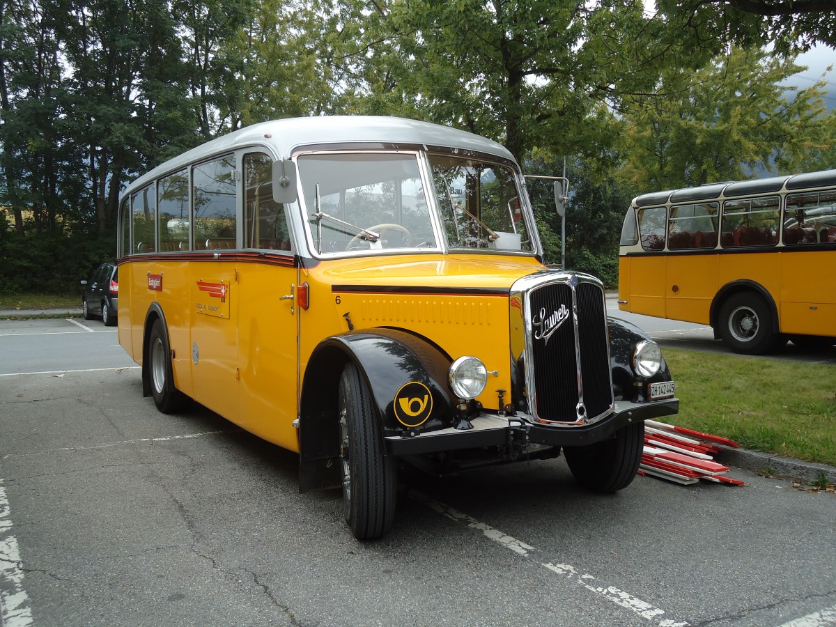 (129'805) - Dozza, K�snacht - Nr. 6/ZH 142'445 - Saurer/Krapf (ex Roost, Steinhausen; ex Fleischmann, Schaffhausen; ex Mezger, Altdorf/SH) am 18. September 2010 in Chur, Obere Au