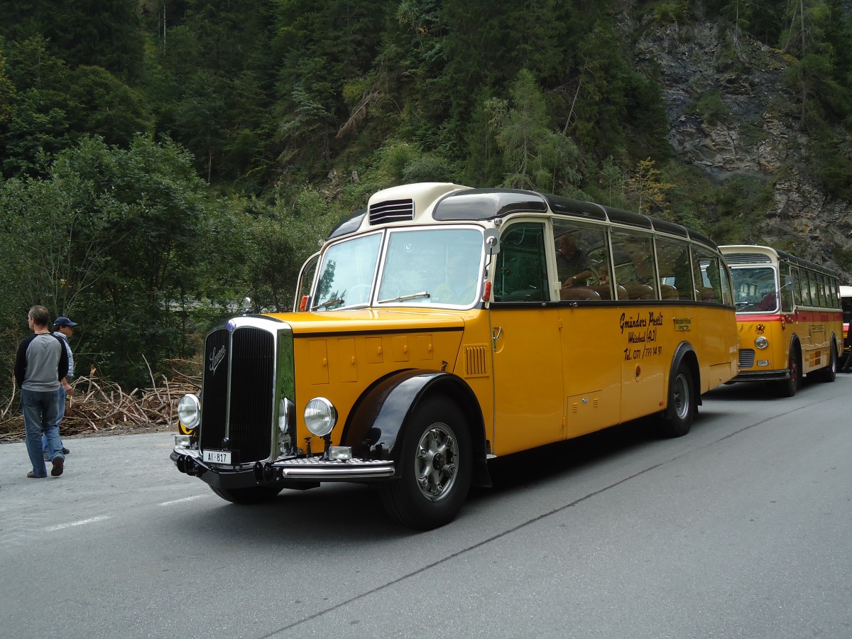 (129'882) - Gm�nder, Weissbad - AI 817 - Saurer/Gangloff (ex P 23'144; ex P 2213) am 18. September 2010 bei Valendas