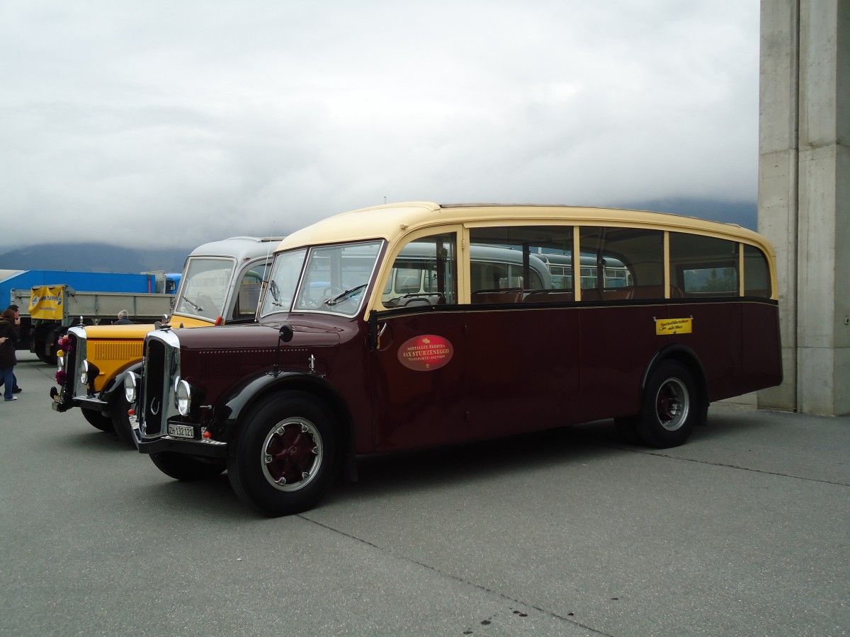 (130'039) - Sturzenegger, Bergdietikon - ZH 132'121 - Saurer/Saurer (ex Mazzoleni, Chur; ex Societ� Rabadan, Bellinzona; ex Faggio, Bellinzona) am 18. September 2010 in Breil, Milit�ranlage