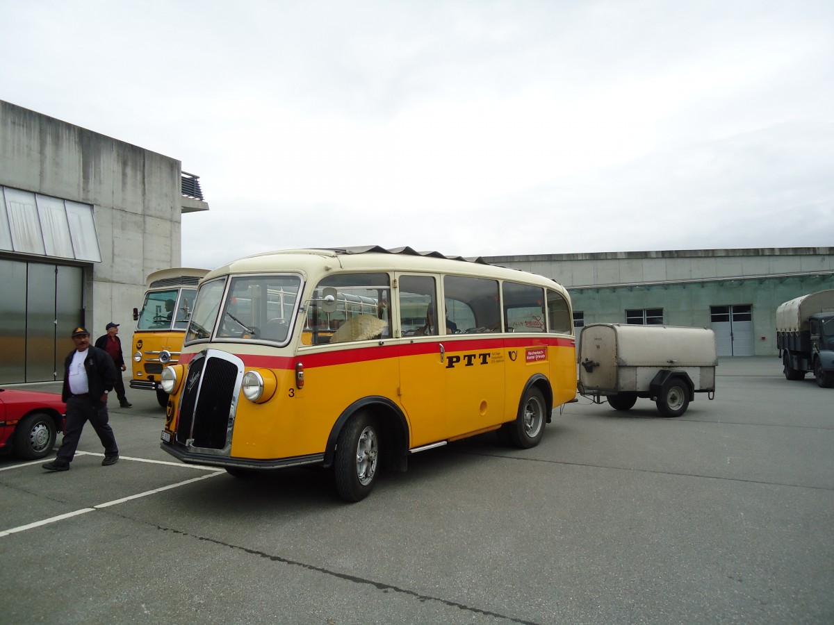 (130'050) - Schmid, Th�rishaus - Nr. 3/BE 26'760 - Saurer/Gangloff (ex Geiger, Adelboden Nr. 3) am 18. September 2010 in Breil, Milit�ranlage