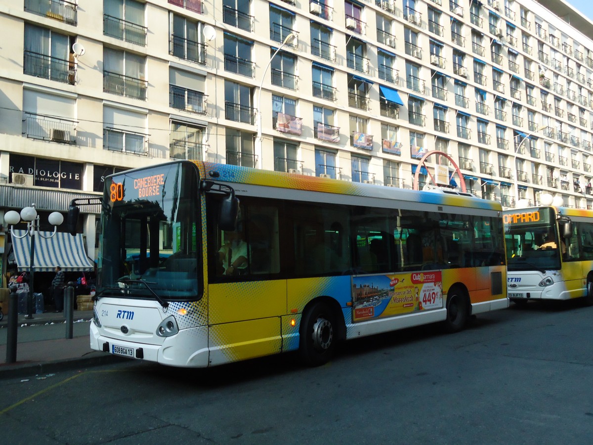 (130'618) - RTM Marseille - Nr. 214/608 BGA 13 - Heuliez am 15. Oktober 2010 in Marseille, Canebi�re Bourse