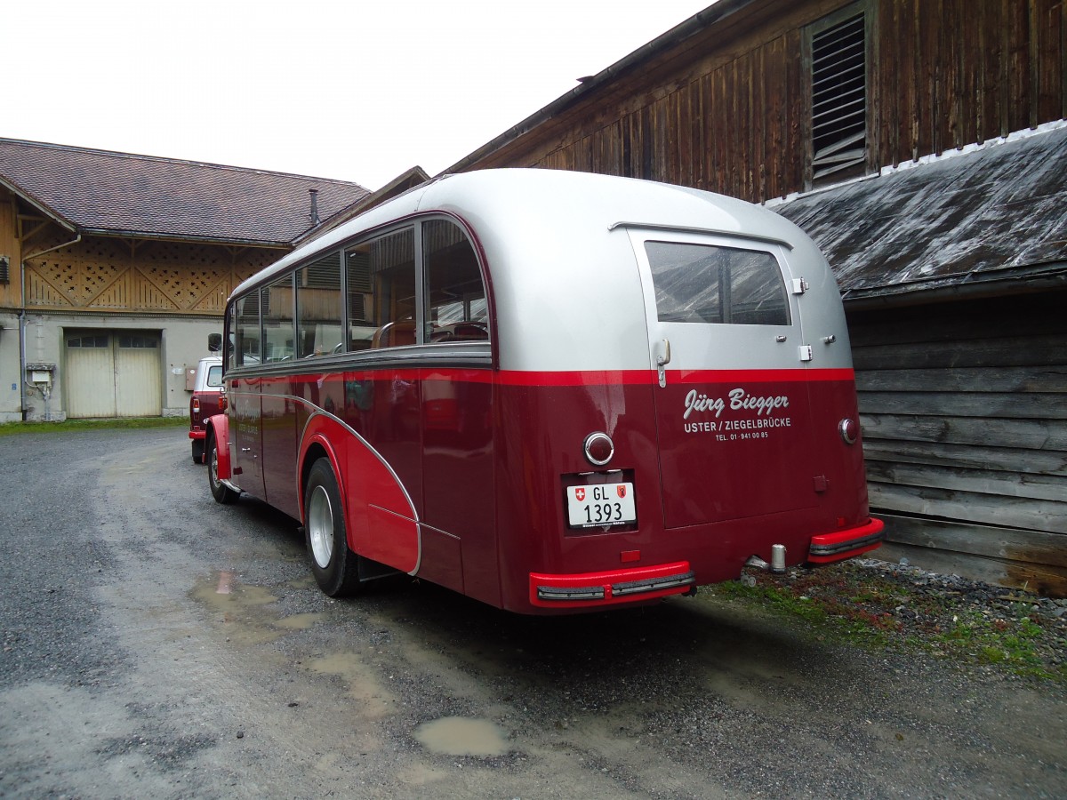 (130'791) - Biegger, Uster - Nr. 2/GL 1393 - Saurer/Lauber (ex T�l�verbier, Verbier Nr. 2; ex Werkbus; ex Rey, Ayent) am 24. Oktober 2010 in Ziegelbr�cke, Museum