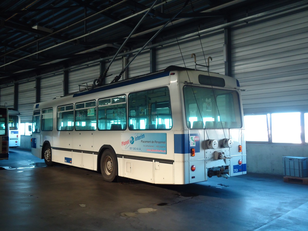 (130'891) - TL Lausanne - Nr. 753 - NAW/Lauber Trolleybus am 13. November 2010 in Lausanne, D�p�t Pr�laz