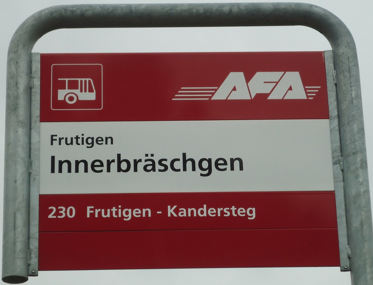 (131'003) - AFA-Haltestellenschild - Frutigen, Innerbr�schgen - am 15. November 2010
