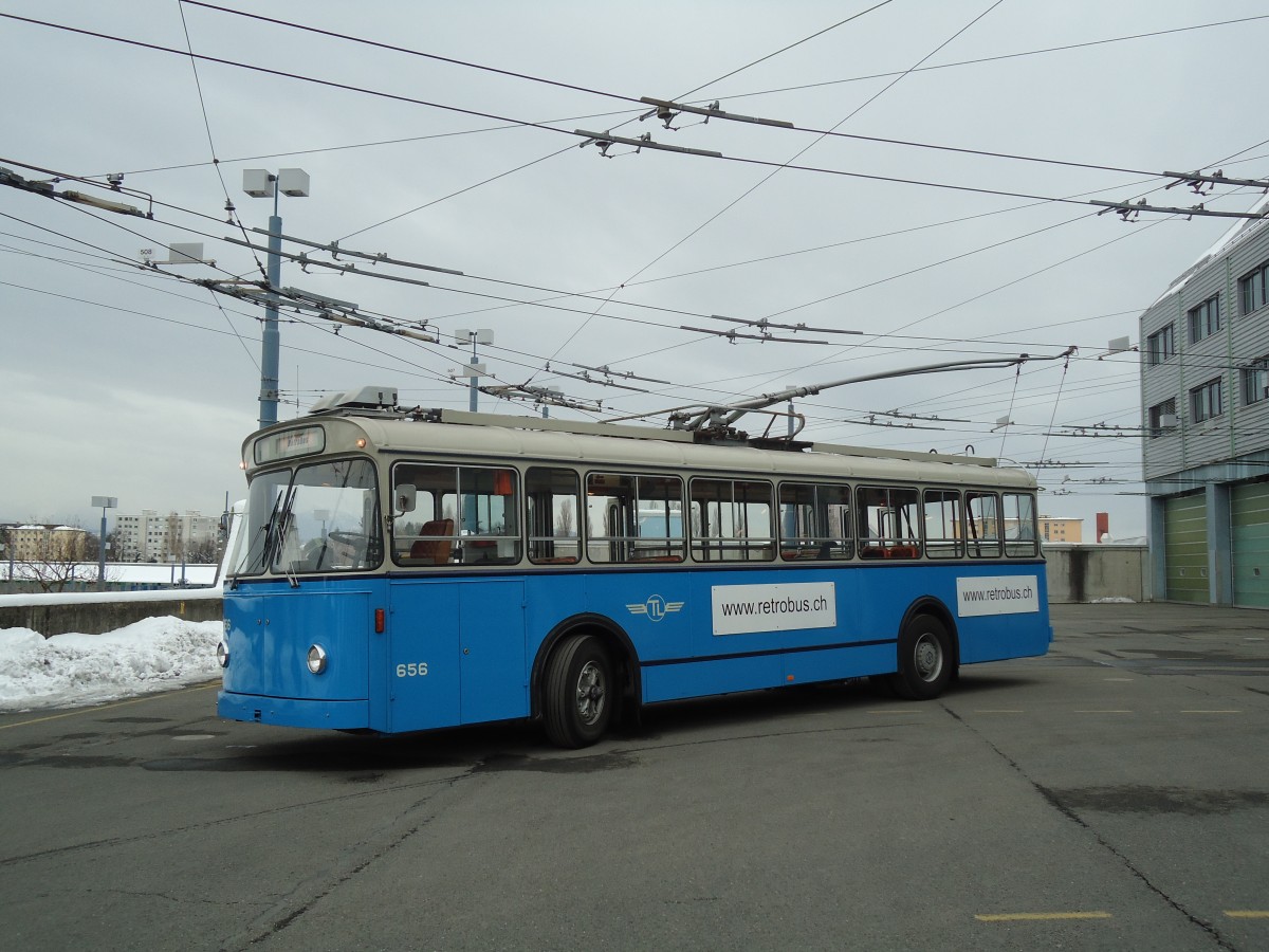 (131'250) - TL Lausanne (R�trobus) - Nr. 656 - FBW/Eggli Trolleybus am 5. Dezember 2010 in Lausanne, D�p�t Pr�laz