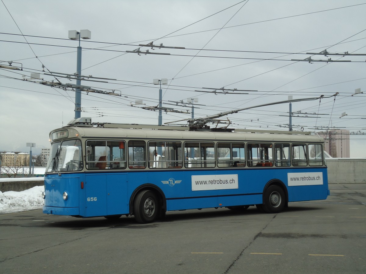 (131'253) - TL Lausanne (R�trobus) - Nr. 656 - FBW/Eggli Trolleybus am 5. Dezember 2010 in Lausanne, D�p�t Pr�laz