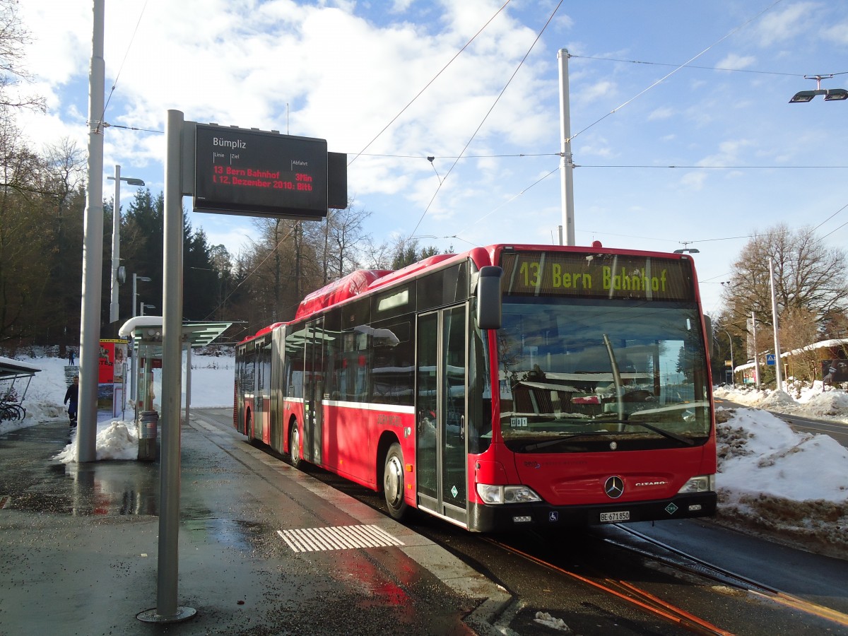 (131'316) - Bernmobil, Bern - Nr. 850/BE 671'850 - Mercedes am 7. Dezember 2010 in Bern, B�mpliz
